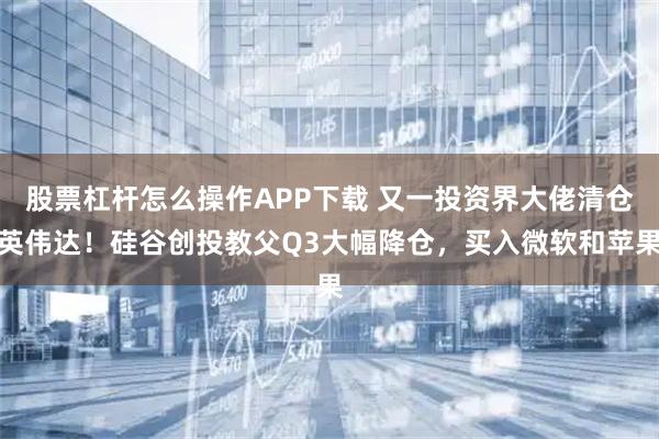 股票杠杆怎么操作APP下载 又一投资界大佬清仓英伟达！硅谷创投教父Q3大幅降仓，买入微软和苹果