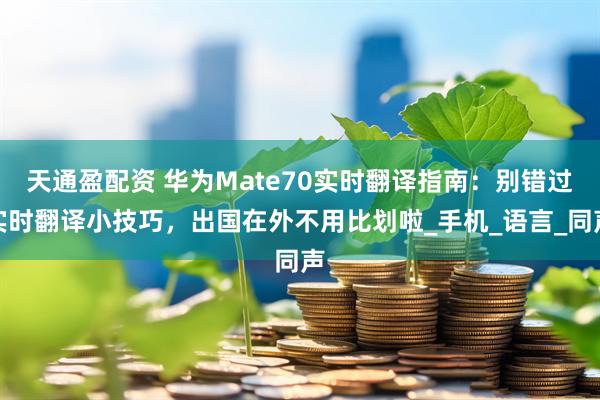 天通盈配资 华为Mate70实时翻译指南：别错过实时翻译小技巧，出国在外不用比划啦_手机_语言_同声